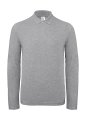 Heren Polo Lange Mouw B&C ID.001 Heather Grey